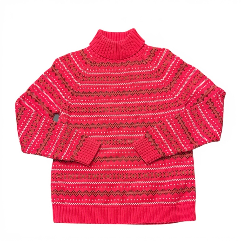 Women's Red Patterned Turtleneck Sweater